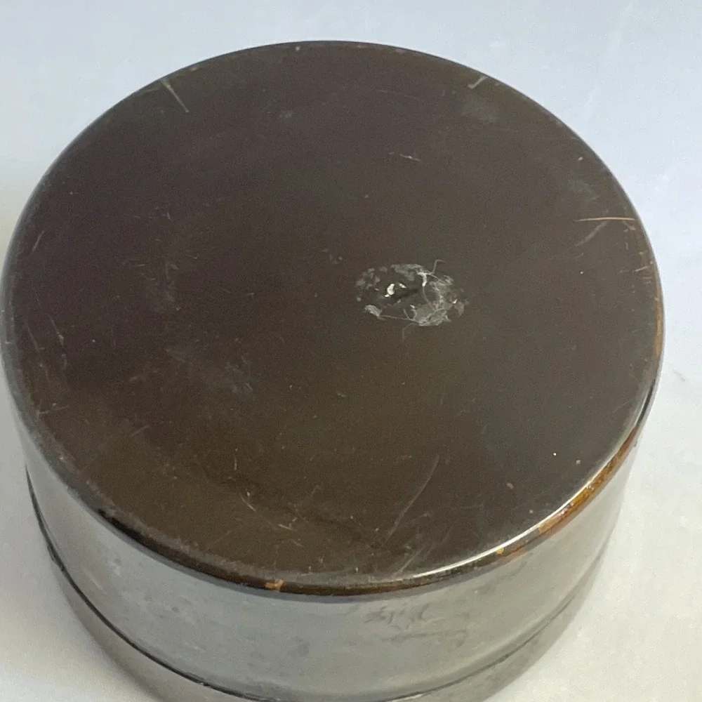 Vintage Round Floral Trinket Box Lacquered Finish Black With Gold Accents 3 1/2
